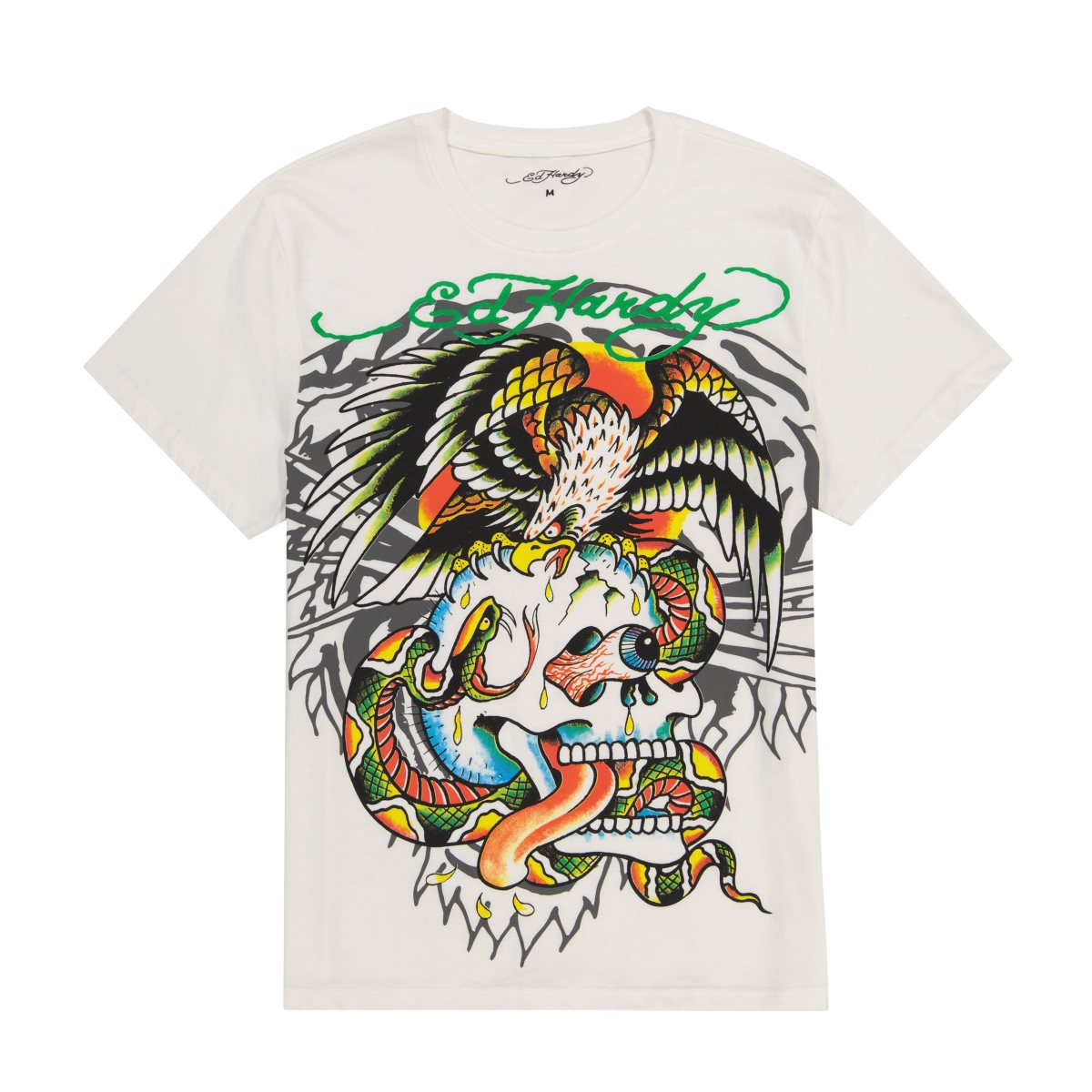 Ed Hardy Layered Tiger Battle Skull Tee T-skjorte Herre Cloud Dancer | MW1458306