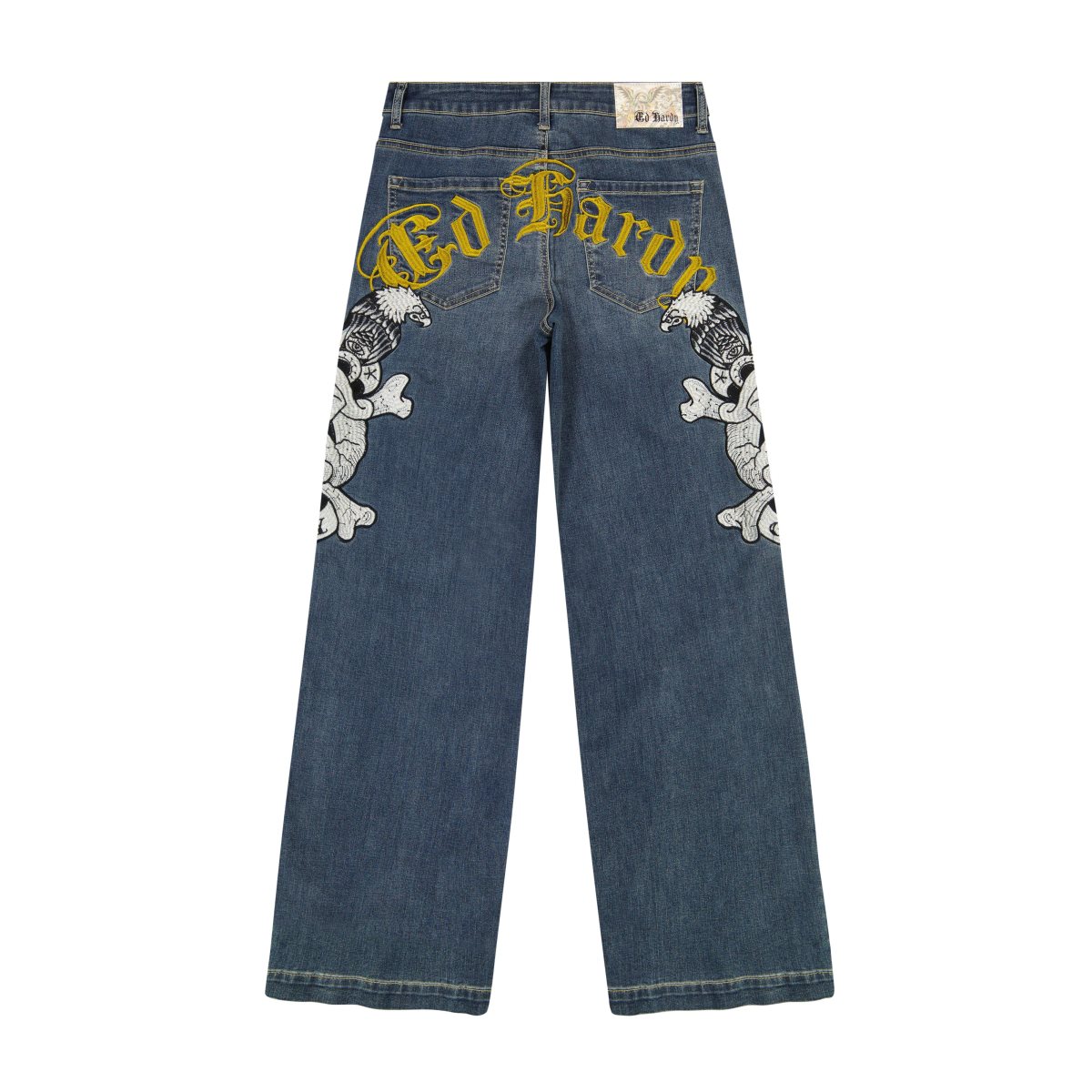 Ed Hardy Limited Edition DG Skull Wide Leg Jean Denim Dame Medium Vintage | AU0173492