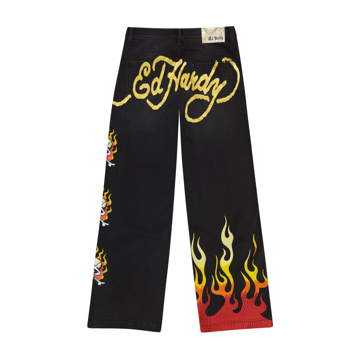 Ed Hardy Limited Edition Fire Skull Wide Leg Jean Denim Dame Svarte | UO3164792