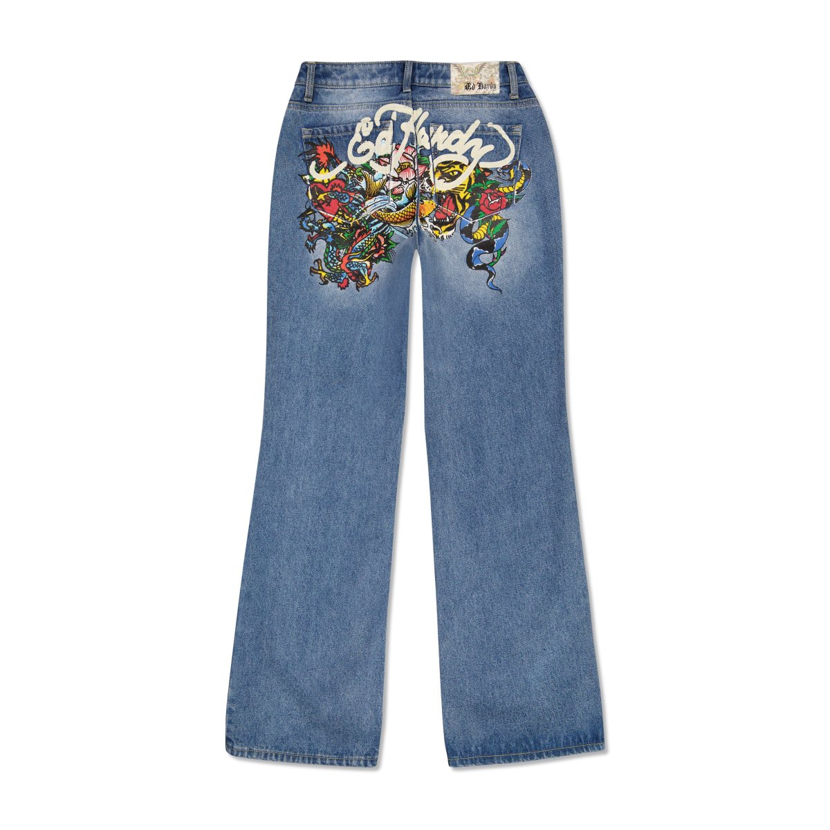 Ed Hardy Multi Tattoo Low Waist Baggy Jean Bukse Dame Lyse Lyseblå | YP3275690