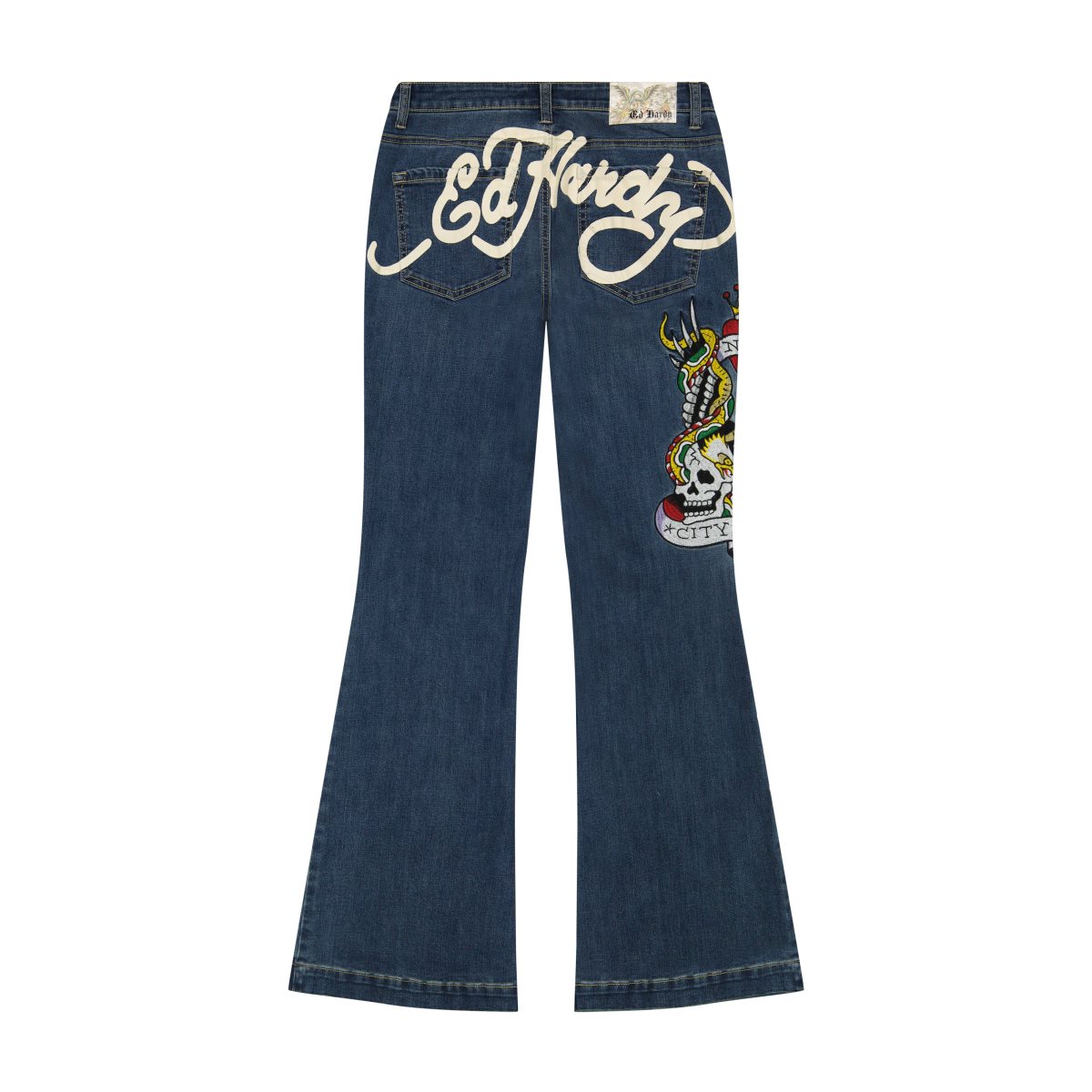 Ed Hardy NYC Eagle Slim Flare Jean Bukse Dame Med Vintage | WV3896014