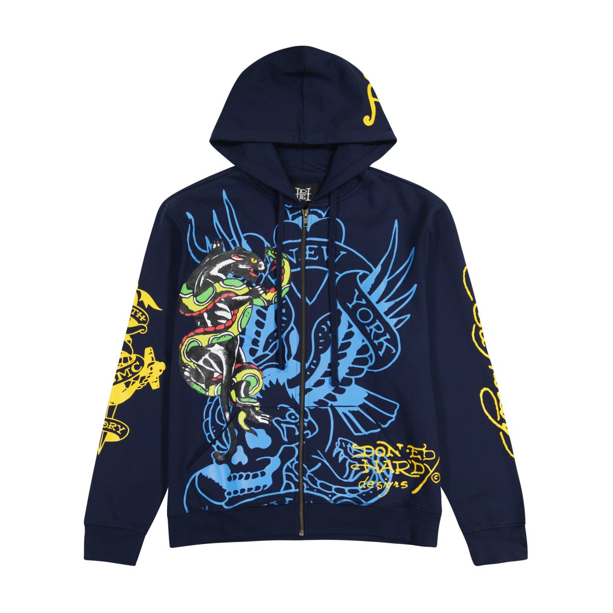 Ed Hardy Panther Bulldog Hoodie Hettegenser Herre Midnight | RP7951320