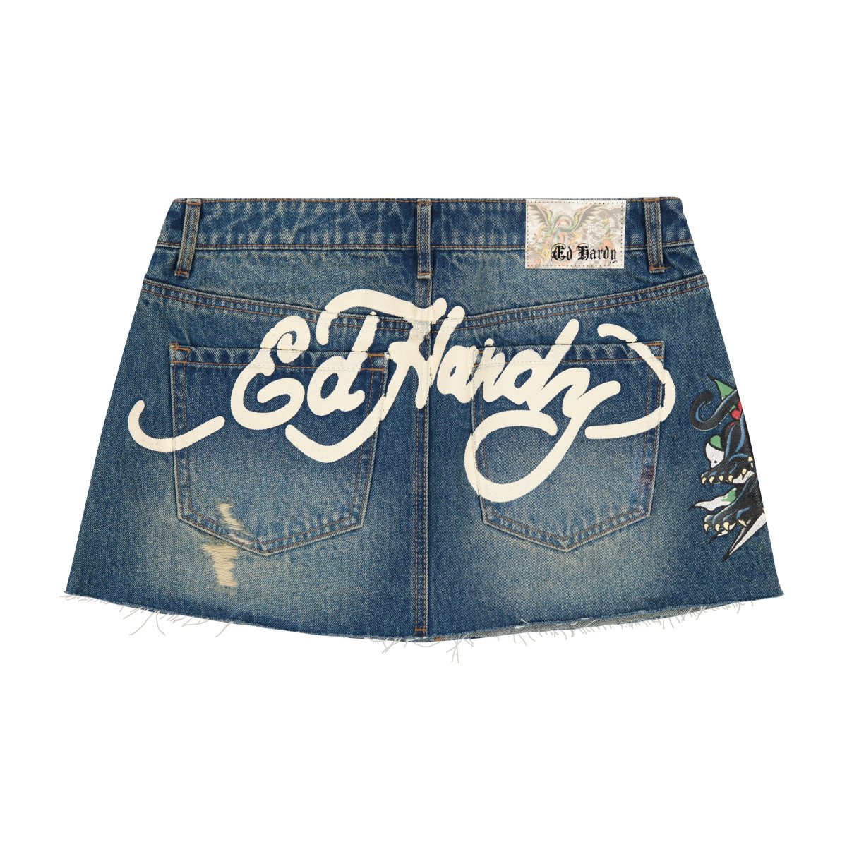 Ed Hardy Panther Dagger Denim Mini Skirt Bukse Dame Lyseblå | IW4261703