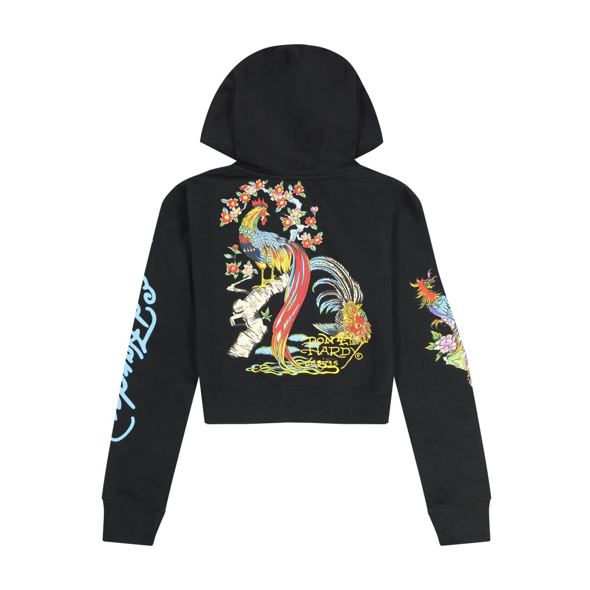 Ed Hardy Phoenix Cropped Hoodie Hettegenser Dame Svarte | IV0357129