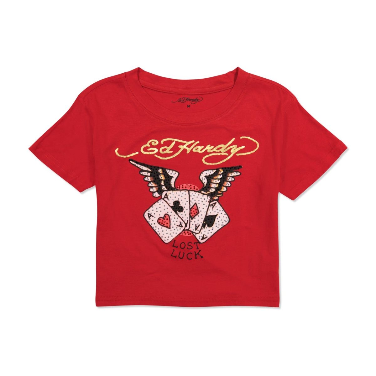 Ed Hardy Rhinestone Aces Baby Tee Baby Tees Dame Rosa | MD3025849