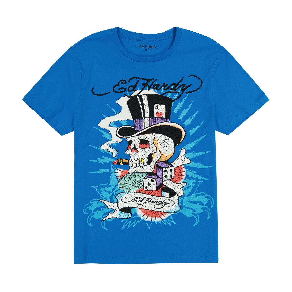 Ed Hardy Skull Hat Tee T-skjorte Herre Blå | XG7651392