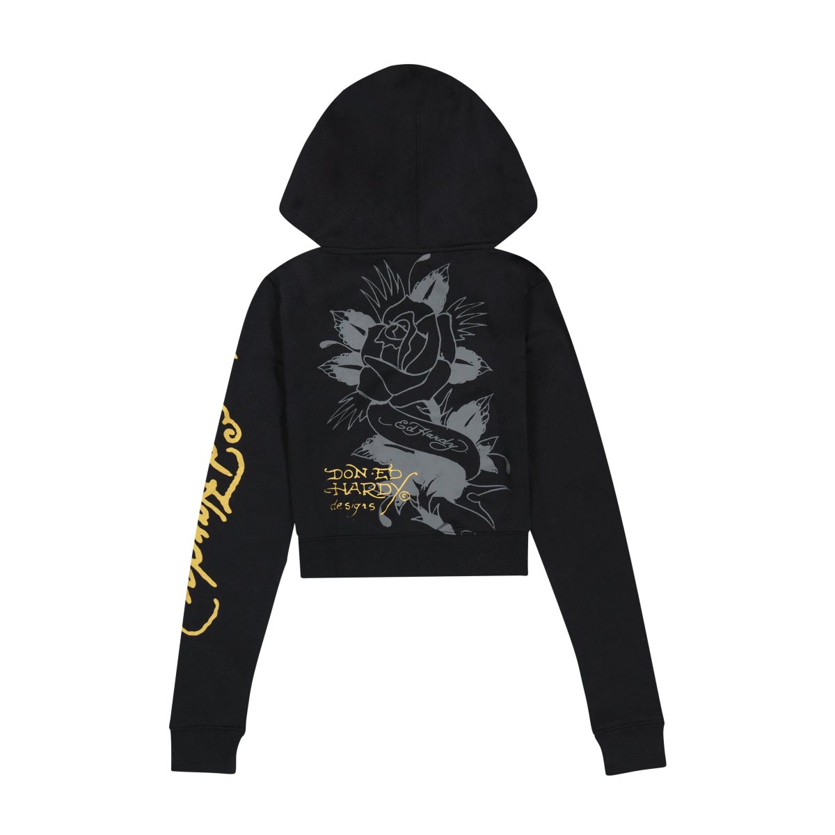 Ed Hardy Swallow Cropped Hoodie Hettegenser Dame Svarte | AP3756928