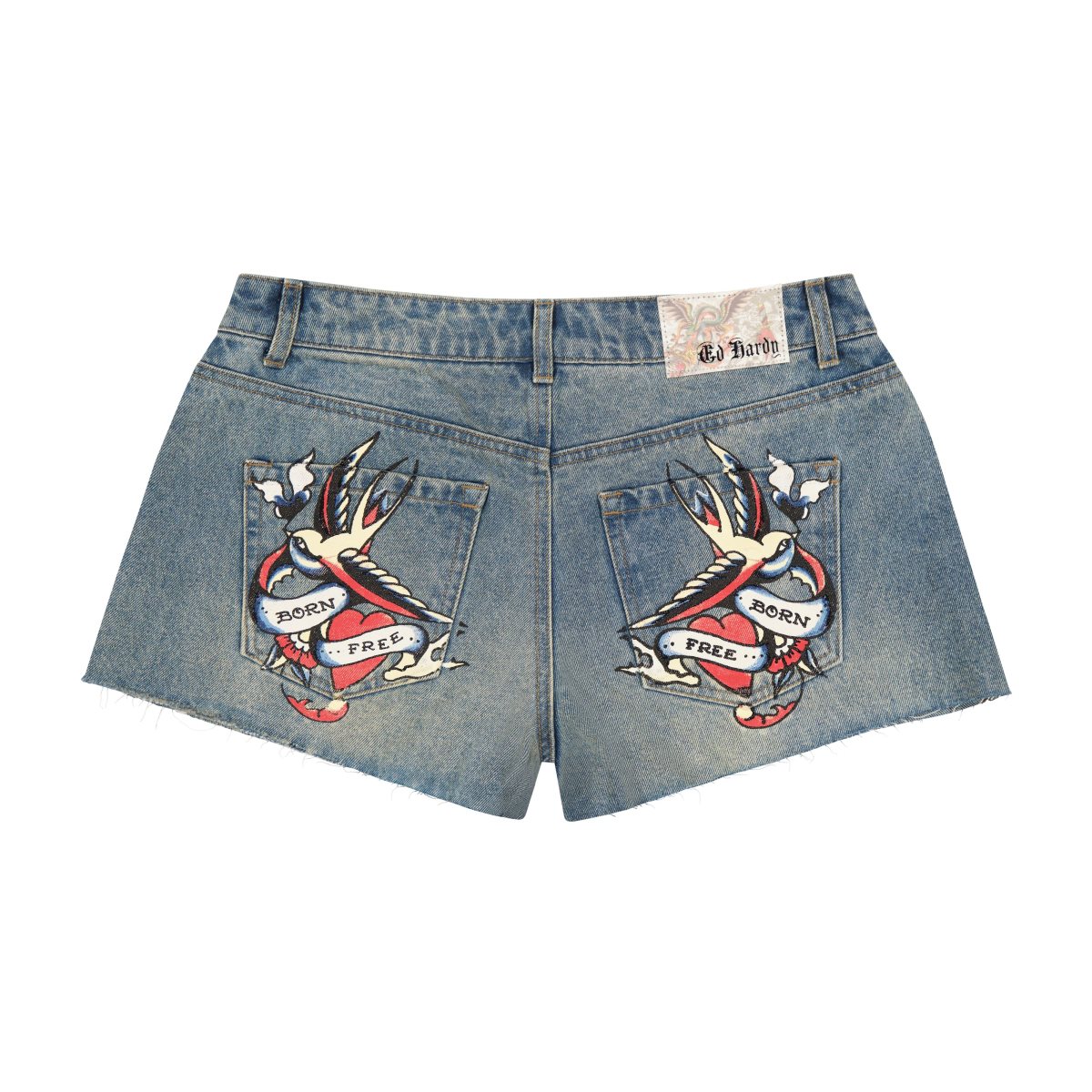 Ed Hardy Swallow Denim Shorts Bukse Dame Lyse | YL6045281