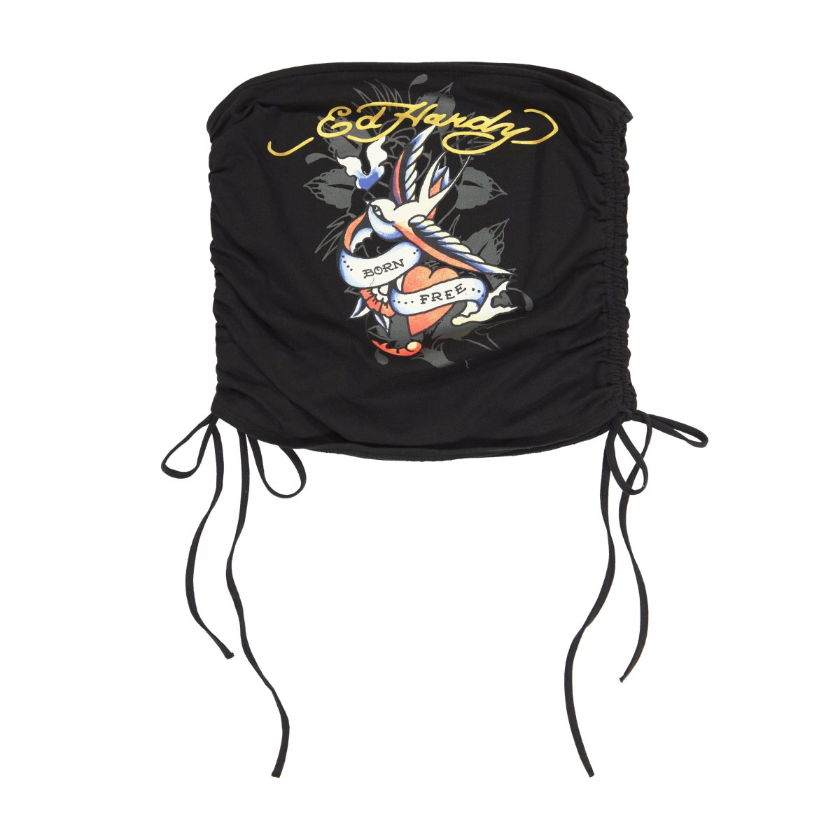 Ed Hardy Swallow Gathered Tube Top Topper Dame Svarte | WZ8357621