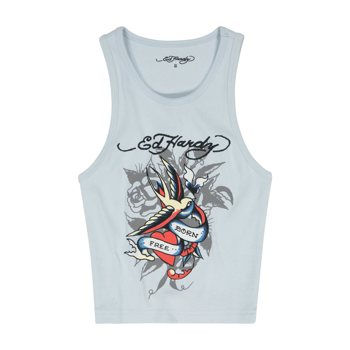 Ed Hardy Swallow Rib Tank Top Singlet Dame Blå | JD2846971