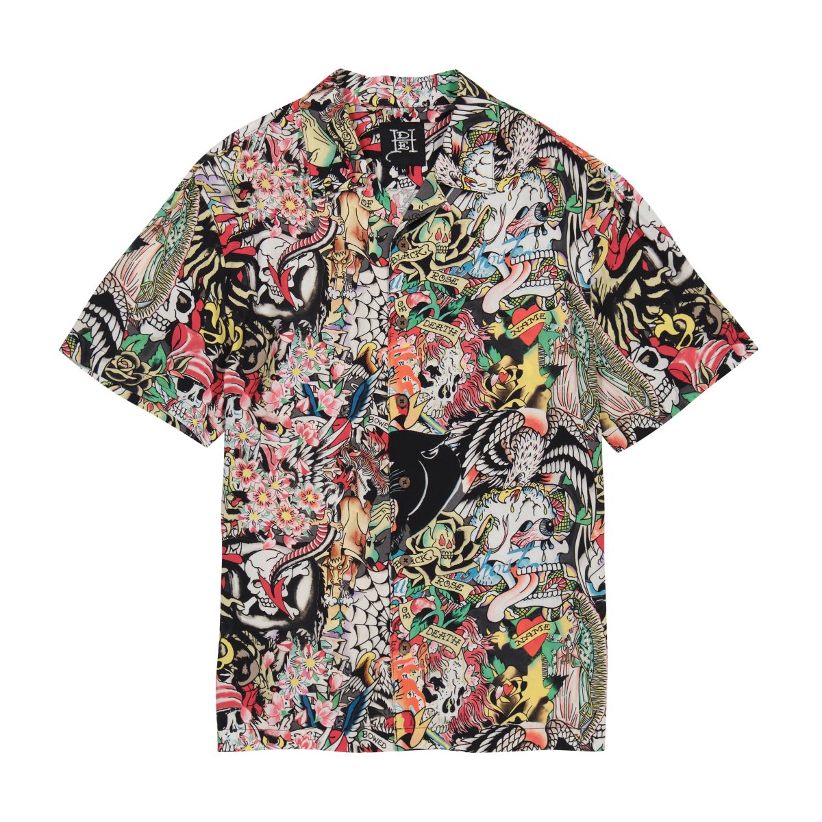 Ed Hardy Tattoo Collage Camp Shirt Skjorte Herre Multicolor | PU7614825