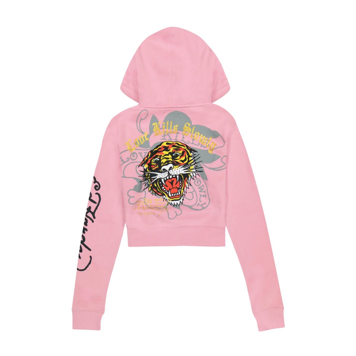 Ed Hardy Tiger Dagger Zip Front Hoodie Hettegenser Dame Bubblegum | XC6310984