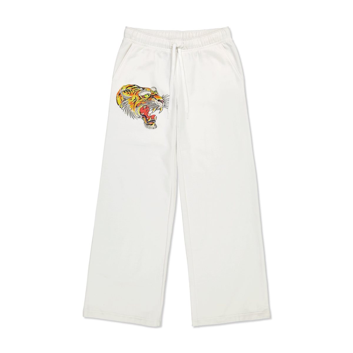 Ed Hardy Tiger Fleece Sweatpants Bukse Dame Hvite | QI1769234