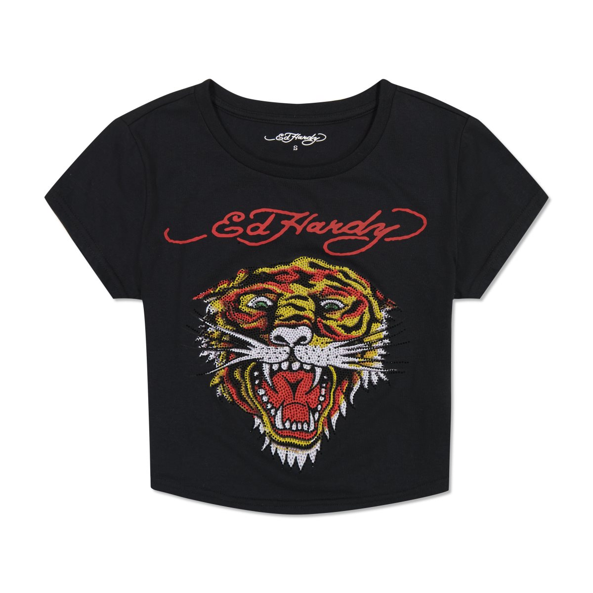 Ed Hardy Tiger Head Baby Tee Baby Tees Dame Svarte | GE4329850