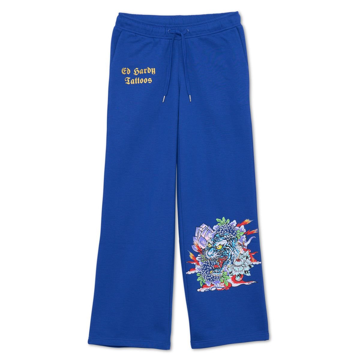 Ed Hardy Tiger Lotus Flare Sweatpants Bukse Dame Dyp Blå | NP1803467