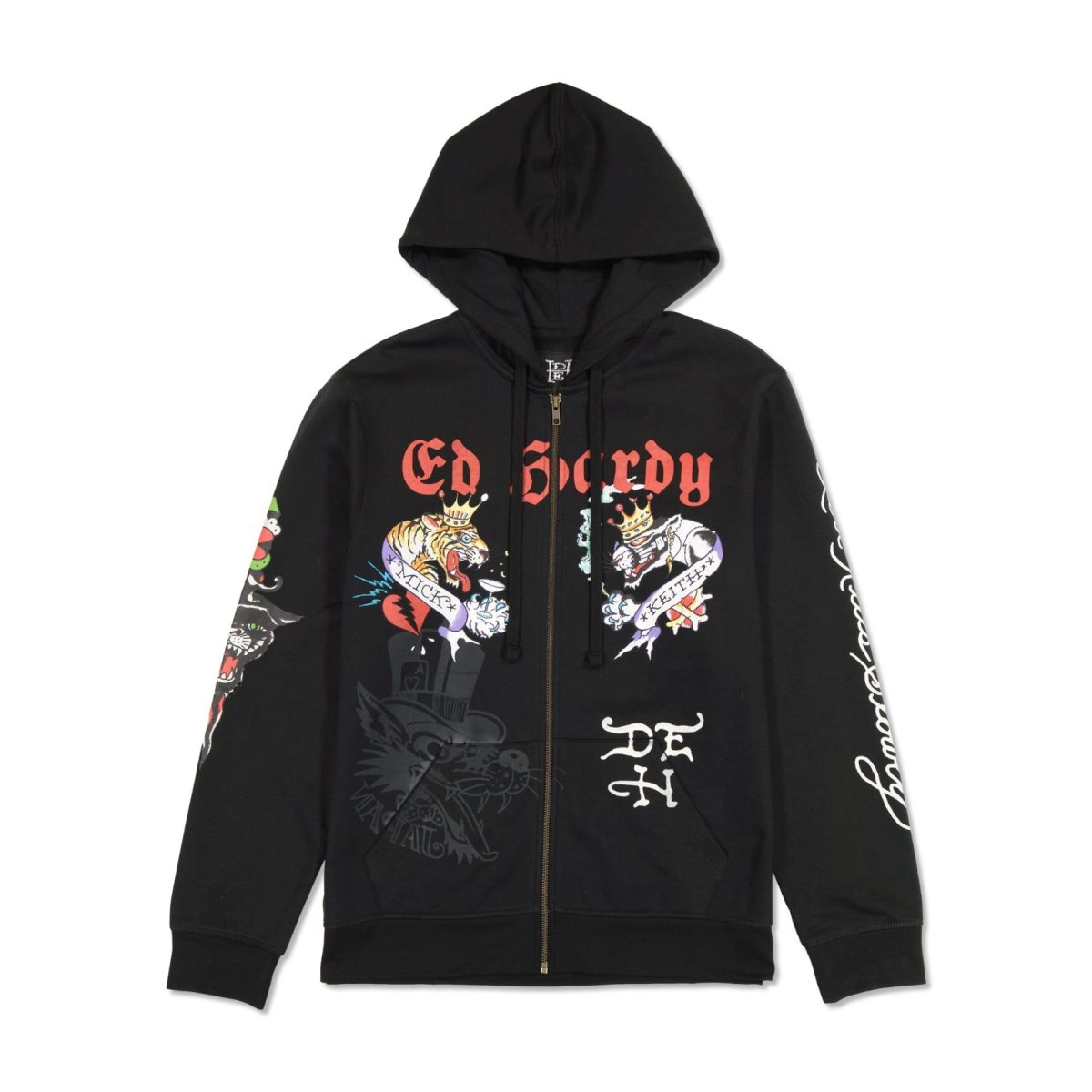 Ed Hardy Tiger Panther Hoodie Hettegenser Herre Svarte | VS0613749