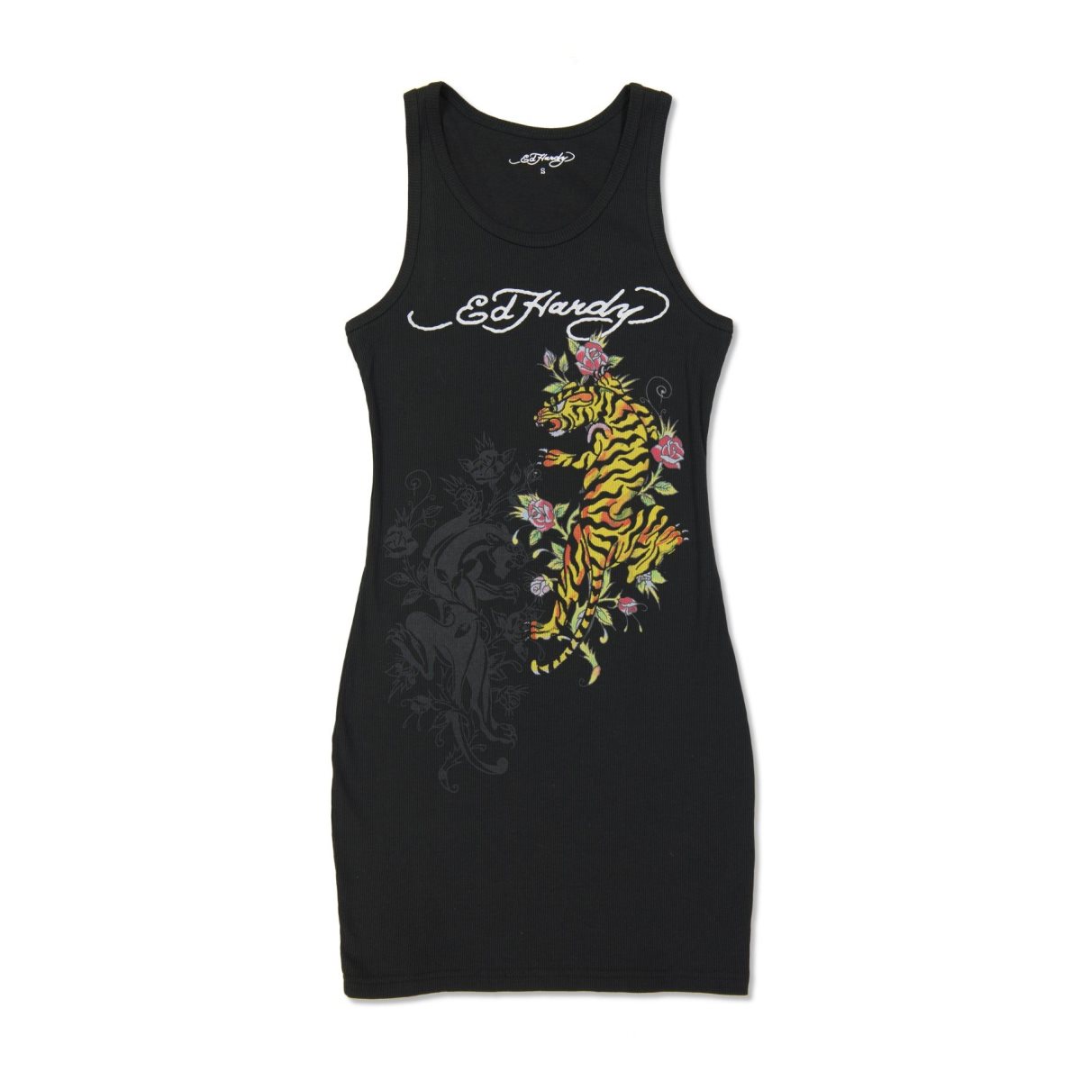 Ed Hardy Tiger Rib Tank Dress Kjole Dame Svarte | AT5983126