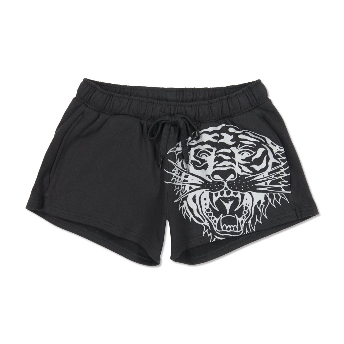 Ed Hardy Tiger Swallow Fleece Sweatshort Bukse Dame Svarte | NY9875213