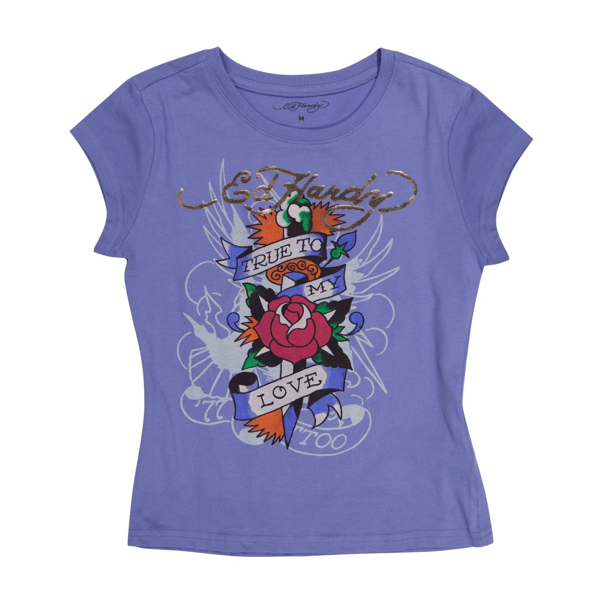 Ed Hardy True Love Cap Sleeve Tee Baby Tees Dame Blå | ZU5680312